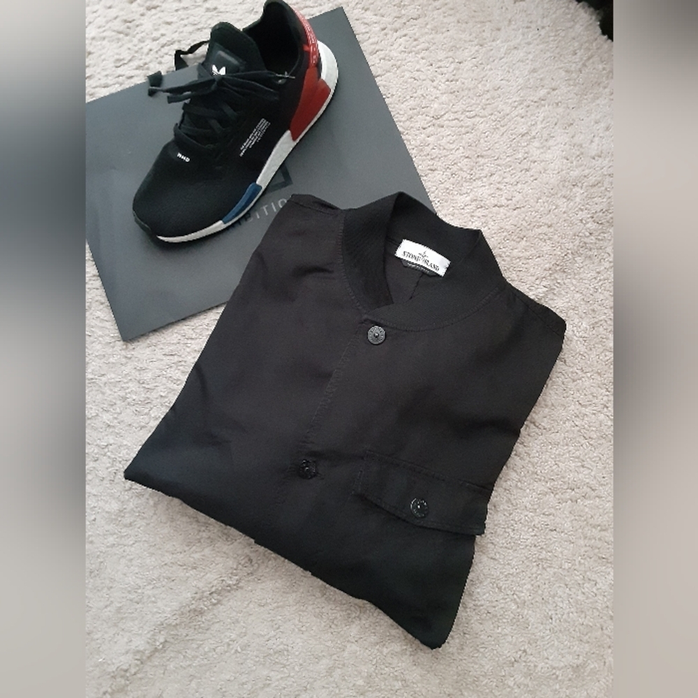 MEN'S STONE ISLAND BUTTON DOWN BOMBER JACKET